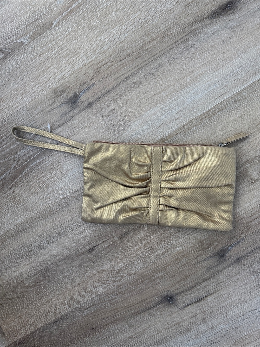 GAP Metallic Gold Ruched Wristlet Clutch
